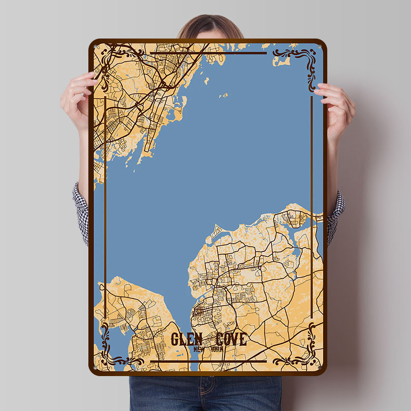 Glen Cove New York Map Tinplat – Retro Gaming York recenzja i cena