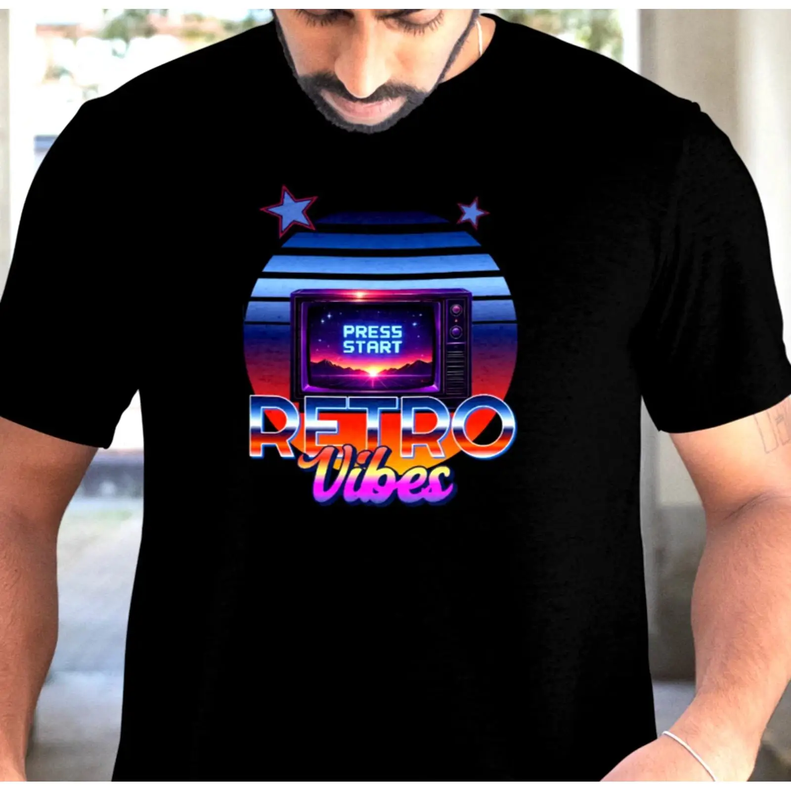 Retro Gaming Neon T Shirt 80s  – Retro Gaming Vibe recenzja i cena