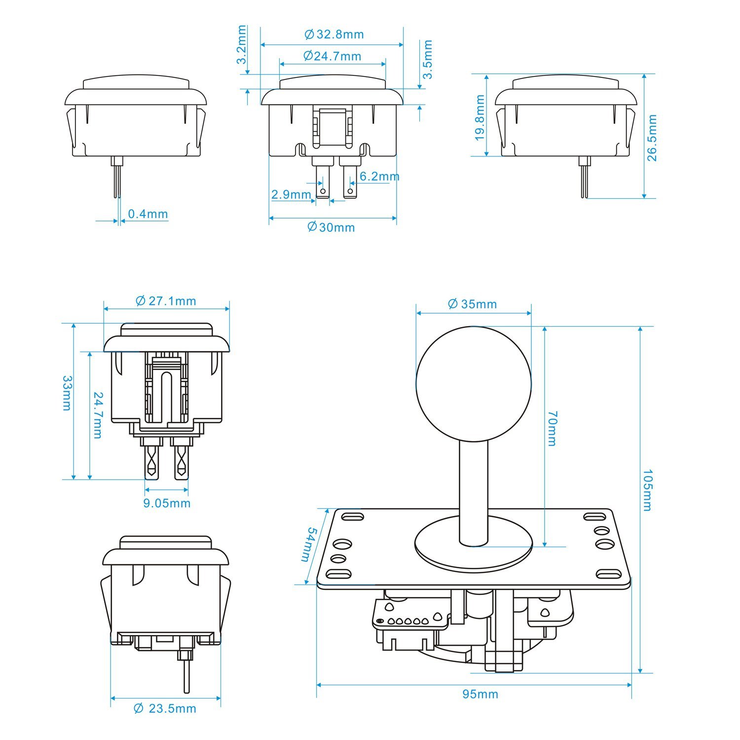 SJ@JX 2 Player Arcade DIY Kit  – Arcade Button Kit recenzja i cena